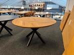 Eiken visgraat tafel rond 140cm normaal 679,- nu 275,-, Ophalen, 100 tot 150 cm, RJ's, Rond