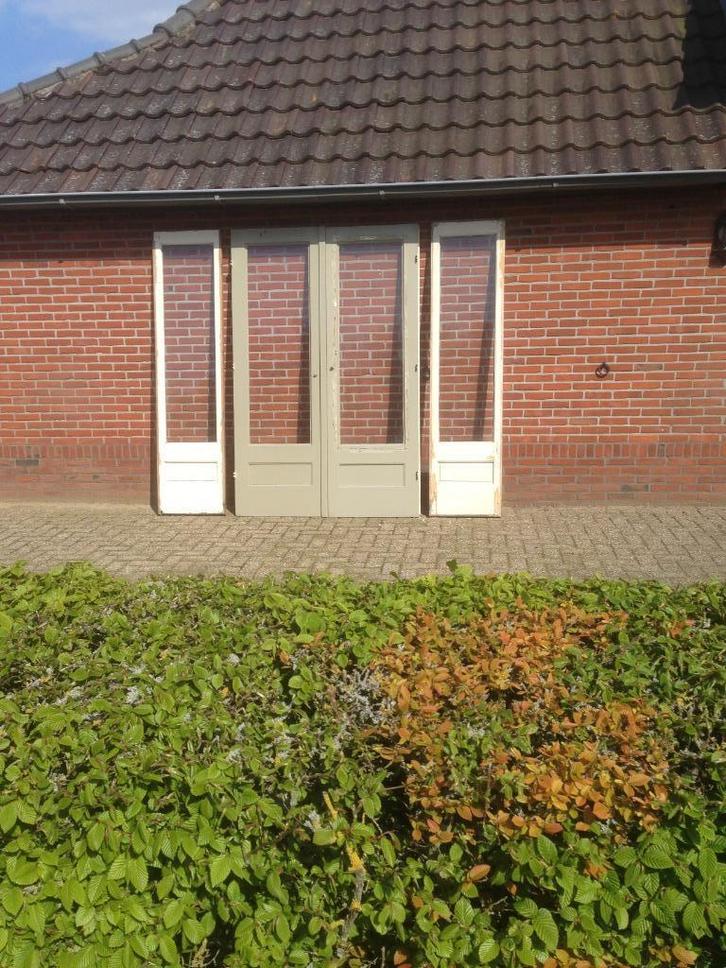 Deuren, Doe-het-zelf en Verbouw, Deuren en Horren, Gebruikt, Buitendeur, 200 tot 215 cm, Minder dan 80 cm, Glas, Hout, Ophalen