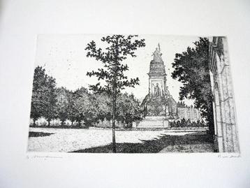 Den Haag. Plein 1813. Ets. Willem Minderman.  beschikbaar voor biedingen