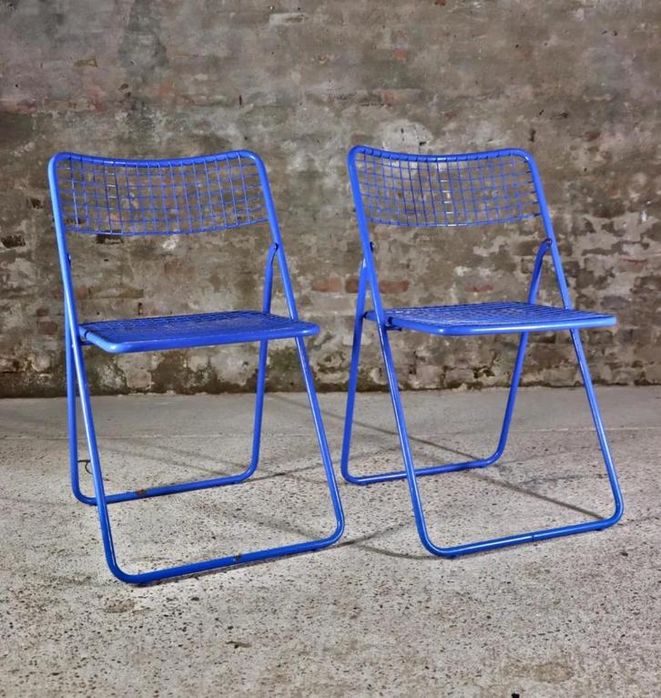 Ikea TED NET Gammelgaard Blauw Klapstoelen Set – 2 stuks, Huis en Inrichting, Stoelen, Gebruikt, Twee, Metaal, Blauw, Ophalen of Verzenden
