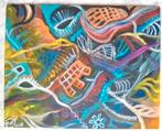 Kleurrijk Figuratief Schilderijtje, Antiek en Kunst, Kunst | Schilderijen | Abstract, Ophalen of Verzenden