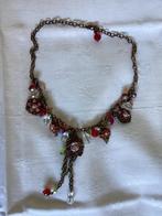 Halsketting, bronskleurig met roze rood tinten, Sieraden, Tassen en Uiterlijk, Oorbellen, Ophalen of Verzenden, Zo goed als nieuw