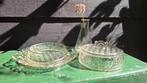 Vintage Glazen Botervloot met Stolp, reliëf geslepen glas, Ophalen of Verzenden