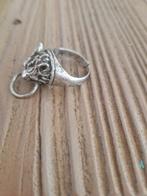 925 zilveren ring, wolf. Maat 18., Ophalen of Verzenden, Zilver, Ring