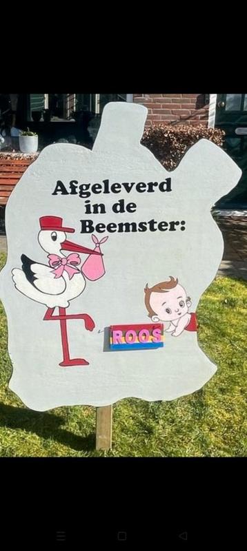 Te huur: Beemster geboorte bord. Ooievaar. Voor J/M.  beschikbaar voor biedingen