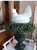 Antieke grote opaline kip haan op nest, Ophalen of Verzenden