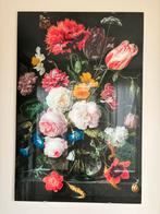 Bloemen in vaas- kunstwerk op glas, Huis en Inrichting, Ophalen, Zo goed als nieuw, Schilderij, 75 cm of meer