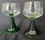 2 vintage groene glazen – ook als waxinelichthouder, Ophalen of Verzenden, Huis en Inrichting