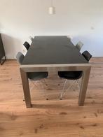 RVS Eettafel/Tuintafel met Granieten Blad, Ophalen, Gebruikt, 100 tot 150 cm, Vier personen