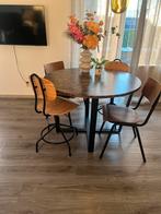 Ronde eettafel met 4 stoelen, Huis en Inrichting, Stoelen, Ophalen, Gebruikt, Vier