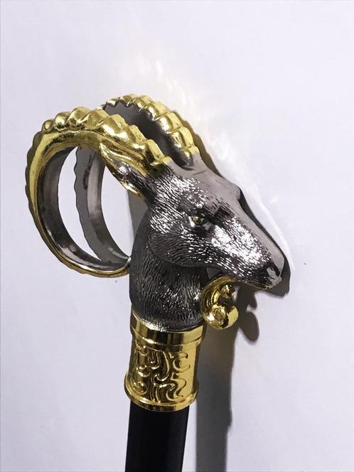 Luxe wandelstok Ram Goud verguld Zilver✨😎💑👌, Diversen, Wandelstokken, Nieuw, Verstelbaar, Opvouwbaar, Ophalen of Verzenden