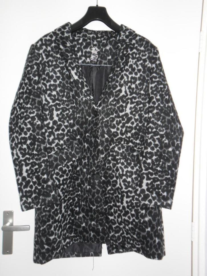 Freequent Grijze Luipaard Print Jas Maat L, Kleding | Dames, Jassen | Winter, Zo goed als nieuw, Maat 38/40 (M), Grijs, Ophalen of Verzenden