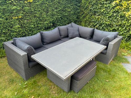 Complete Le Sud lounge set (inc. beschermhoes) te koop!, Tuin en Terras, Tuinsets en Loungesets, Gebruikt, Loungeset, Wicker, 6 zitplaatsen