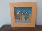 Schilderij kinderkamer strandhuis hout 3D, Ophalen of Verzenden, Gebruikt