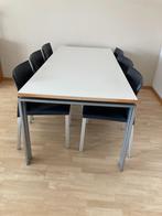 Eettafel incl. lederen stoelen, merk Leolux, Ophalen, Overige materialen, Gebruikt, 200 cm of meer