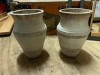 2 plantenpotten/vazen creme 25 hoog, Ophalen, Rond, Zo goed als nieuw, Aardewerk