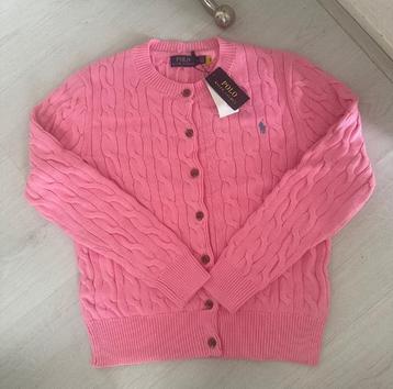 Polo Ralph Lauren – Roze Kabelgebreid Vest met Knopen beschikbaar voor biedingen