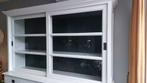 Prachtige vitrinekast/opzetkast wit met antraciet achterkant, Met deur(en), 150 tot 200 cm, 25 tot 50 cm, 100 tot 150 cm