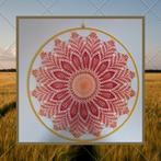 Mandala 70 cm. roze/rood/geel, Ophalen of Verzenden, Glas of Kopje