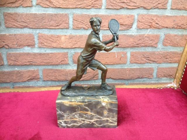 mooi bronzen beeld, tennisser, Antiek en Kunst, Kunst | Beelden en Houtsnijwerken, Ophalen of Verzenden