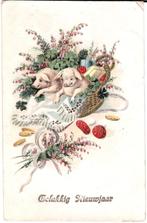 Kaart jaren 20 - Varken Varkens Nieuwjaar Mand Klavertje, Ophalen of Verzenden, 1920 tot 1940, Gelopen, Feest(dag)