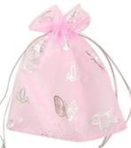 50 x Organza zakjes roze met vlinder 9 X 12, Hobby en Vrije tijd, Feestartikelen, Verzenden, Nieuw