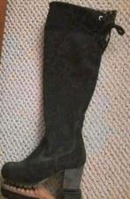 Donkerbruine suède overknee laarzen van Ravelli 38, Hoge laarzen, Bruin, Verzenden, Zo goed als nieuw