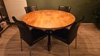 Ronde eettafel van mangohout voor 4 personen, Huis en Inrichting, Tafels | Eettafels, Ophalen, Rond, Zo goed als nieuw, Vier personen