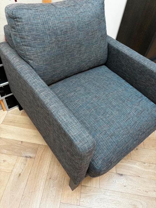 Relax lounge fauteuil blauw grijs bruin tint, Huis en Inrichting, Fauteuils, Zo goed als nieuw, Stof, 50 tot 75 cm, 75 tot 100 cm