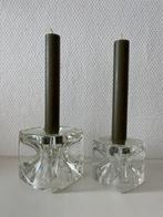 Set Glazen Kandelaren Vintage Design Sklo Union, Ophalen of Verzenden, Glas