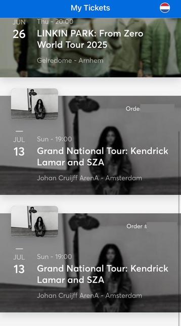 KENDRICK LAMAR & SZA | 4x Staanplaatsen te koop | Amsterdam beschikbaar voor biedingen