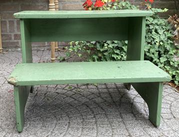 Brocante oud houten trapje - opstapje beschikbaar voor biedingen