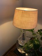 Kristallen Voet Lamp - Linnen Kap, Huis en Inrichting, Lampen | Vloerlampen, Ophalen, Zo goed als nieuw, Glas, Minder dan 100 cm