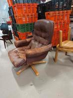 Vintage draaifauteuil, bruin leder, 1970's, Ophalen