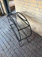 Ovale bijzettafel met glazen bladen, Huis en Inrichting, Tafels | Bijzettafels, Ophalen, Minder dan 45 cm, Gebruikt, 55 tot 75 cm