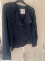 Donkerblauw tricot jasje/vestje met rits sluiting, Ophalen of Verzenden, Zo goed als nieuw, Maat 38/40 (M), Blauw