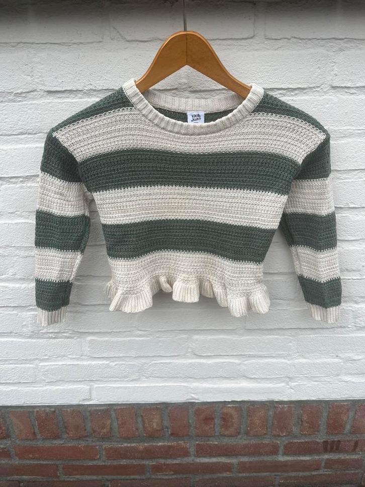 Kiki & Koko gestreepte gebreide trui ruches maat 104 herfst, Kinderen en Baby's, Kinderkleding | Maat 104, Zo goed als nieuw, Meisje
