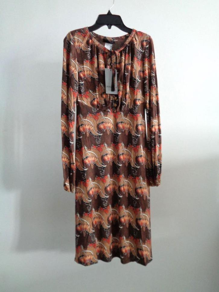 Jorando Italy designer jurk, wol en viscose IT42-NL36 Nieuw, Kleding | Dames, Jurken, Nieuw, Maat 36 (S), Bruin, Knielengte, Ophalen of Verzenden