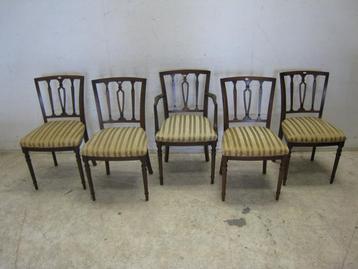 Set van 5 antieke stoelen, met bekleding beschikbaar voor biedingen