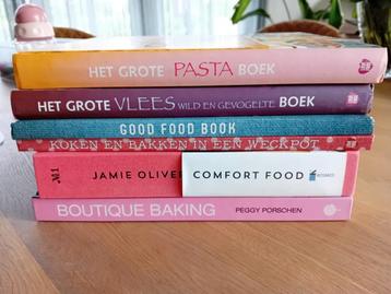 6 kook/ bak boeken, Jamie Oliver e.a.| Vlees, pasta, vegetar beschikbaar voor biedingen