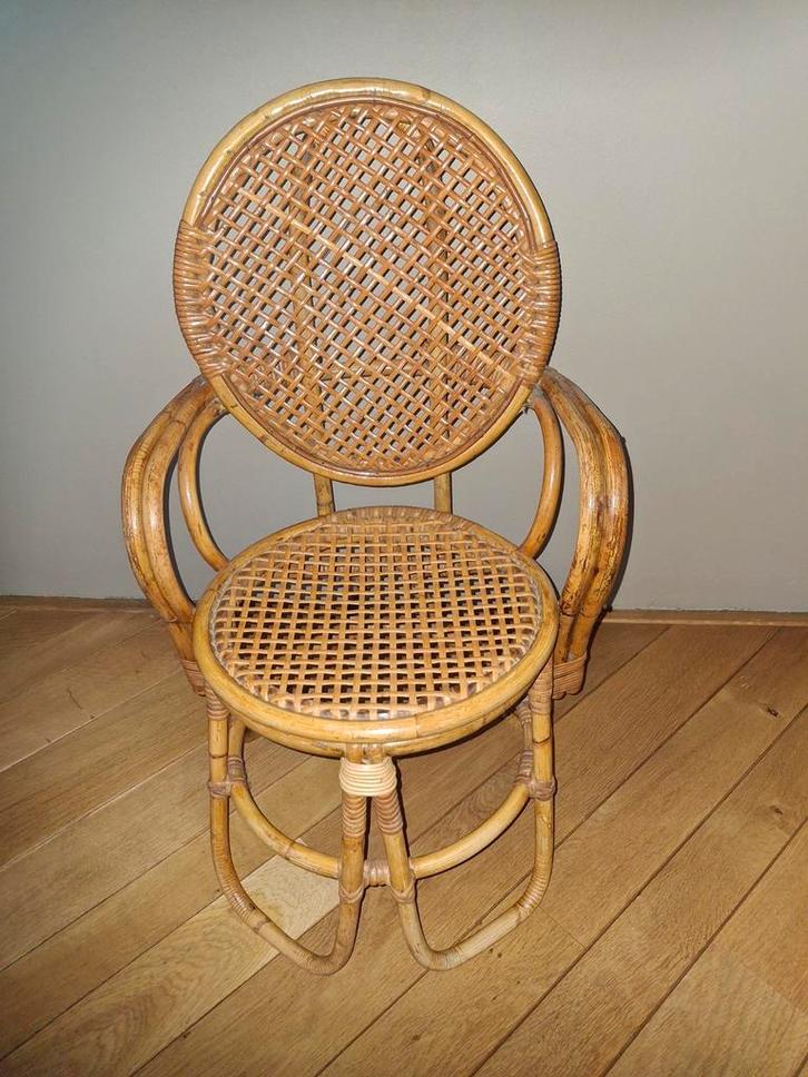 Vintage Rotan Kinderstoel, Huis en Inrichting, Stoelen, Gebruikt, Eén, Riet of Rotan, Bruin, Ophalen