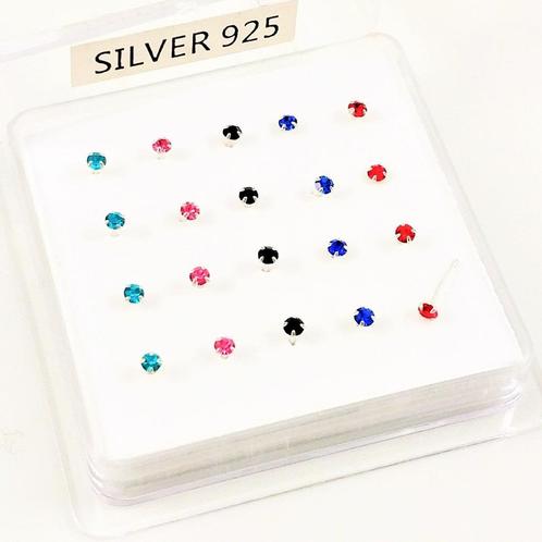 2,5mm Neuspiercing Verschillende Kleuren 925 Sterling Zilver, Sieraden, Tassen en Uiterlijk, Piercings, Nieuw, Neuspiercing, Zilver
