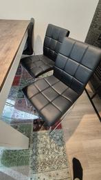 Houten eettafel + 6 stoelen, Ophalen, Gebruikt, 200 cm of meer, 50 tot 100 cm