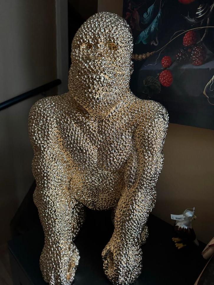 Gouden Gorilla Beeld - 58 cm, Verzamelen, Beelden en Beeldjes, Ophalen of Verzenden