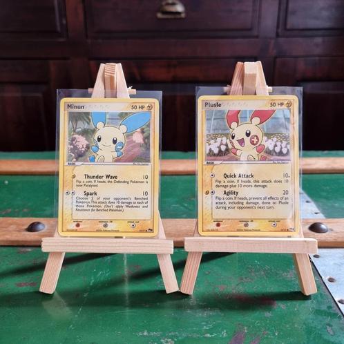 Plusle POP1 13 en Minun POP1 12, Hobby en Vrije tijd, Verzamelkaartspellen | Pokémon, Zo goed als nieuw, Meerdere kaarten, Ophalen of Verzenden