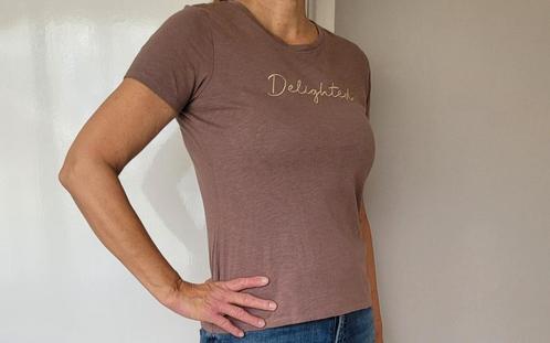Super leuk shirt S bruin, Kleding | Dames, T-shirts, Zo goed als nieuw, Maat 36 (S), Bruin, Korte mouw, Ophalen of Verzenden