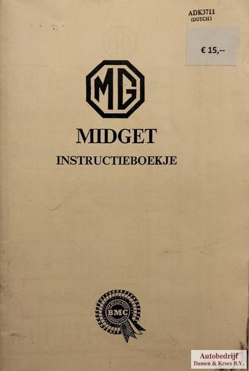 Handboek MG Midget Instructieboekje AKD3711DUT beschikbaar voor biedingen