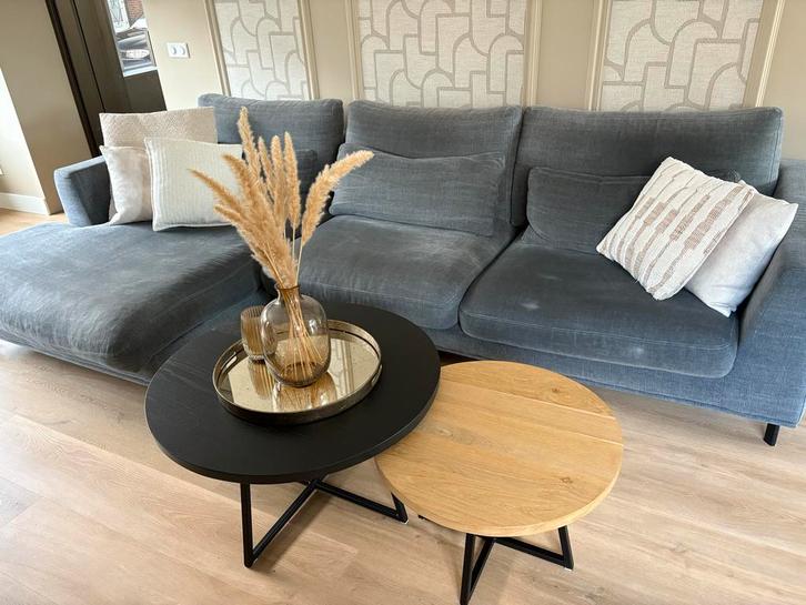 Eiken Salontafels Rond met Stalen Onderstel, Huis en Inrichting, Tafels | Salontafels, Zo goed als nieuw, Minder dan 50 cm, 50 tot 100 cm