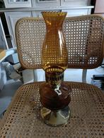 Vintage Amber glass olielamp jaren "50, Ophalen of Verzenden, Gebruikt