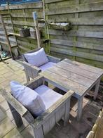 Tafel en 2 stoelen steigerhout, Gebruikt, Ophalen of Verzenden, Steigerhout